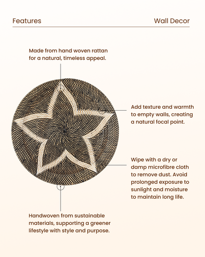 Boho Style Rattan Wall Plate for Gallery Arrangement