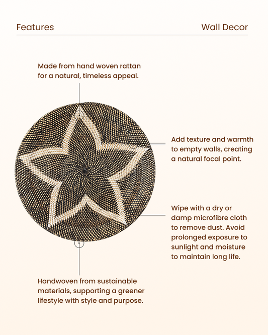 Boho Style Rattan Wall Plate for Gallery Arrangement