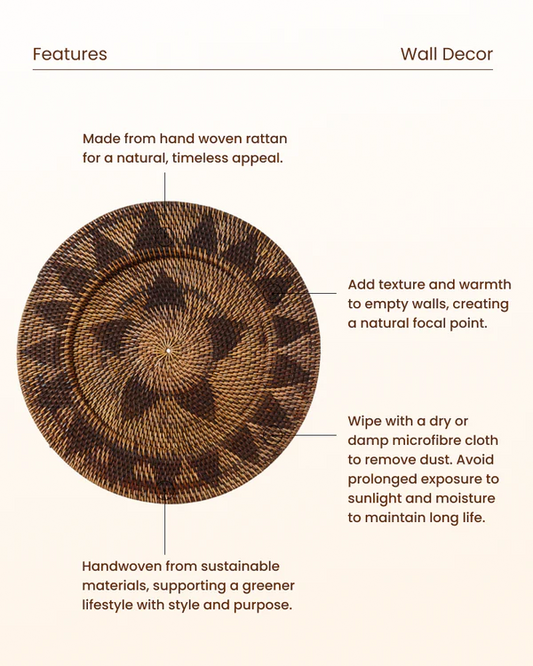Boho Style Rattan Wall Plate for Gallery Arrangement