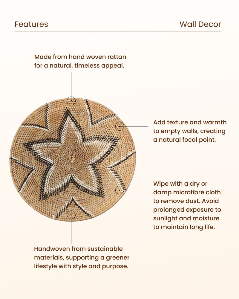 Handwoven Rattan Wall Plate for Modern Homes
