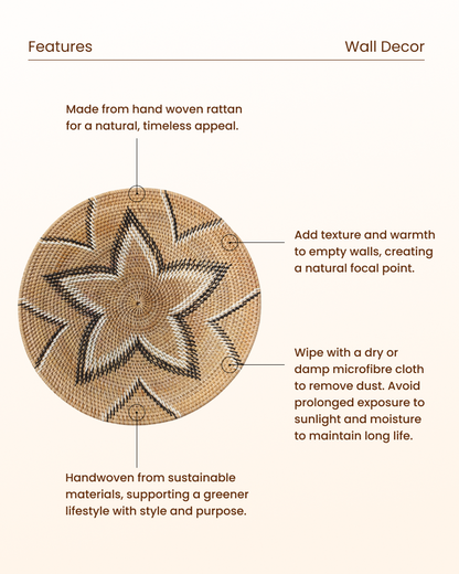 Handwoven Rattan Wall Plate for Modern Homes