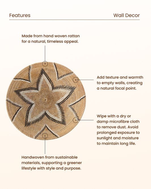 Handwoven Rattan Wall Plate for Modern Homes