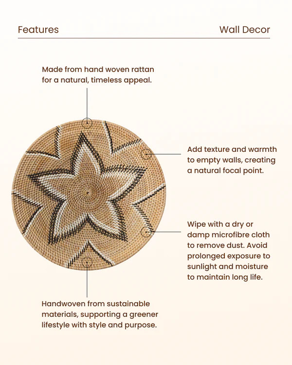 Handwoven Rattan Wall Plate for Modern Homes