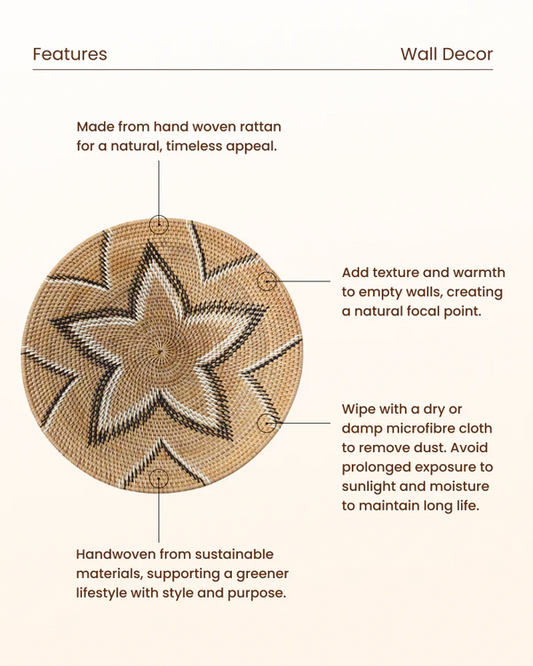 Handwoven Rattan Wall Plate for Modern Homes