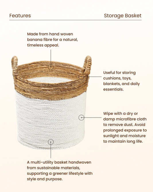 Rattan Basket for Laundry, Toys and Nursery Storage