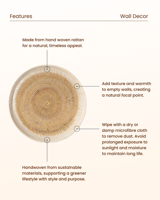 Lightweight Rattan Wall Accent for Sofa or Bed Backdrop