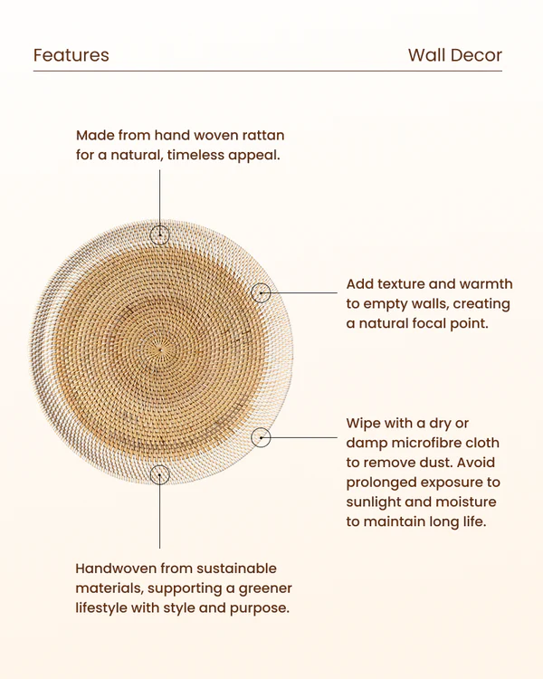Lightweight Rattan Wall Accent for Sofa or Bed Backdrop