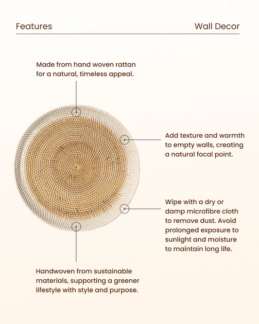 Lightweight Rattan Wall Accent for Sofa or Bed Backdrop