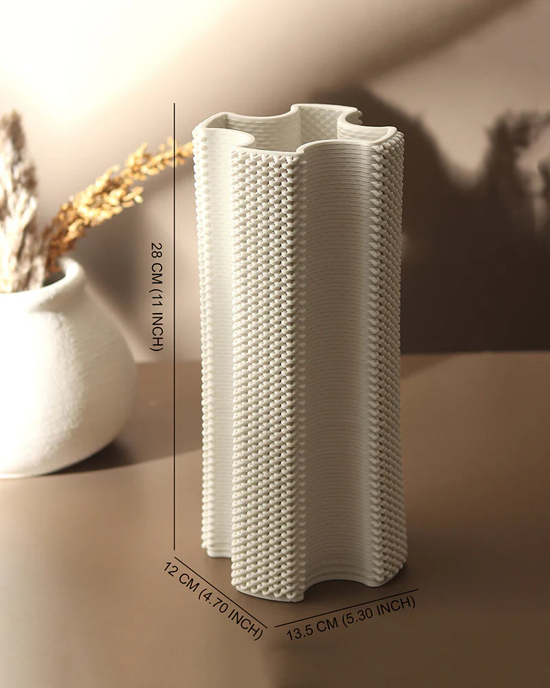 Elegant White Ceramic Vase for Bookshelf Styling
