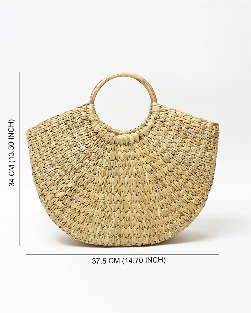 Half Moon Seagrass Beach Tote Bag