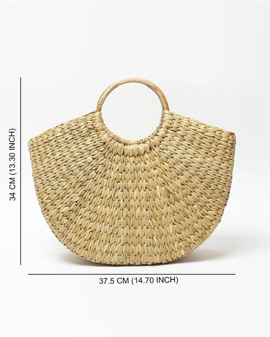 Half Moon Seagrass Beach Tote Bag