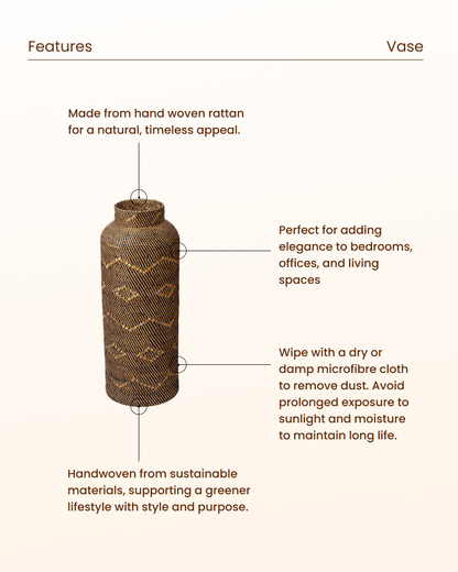 Woven Rattan Flower Vase for Bedroom and Balcony Decor