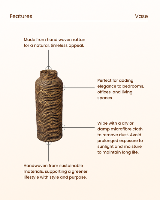 Woven Rattan Flower Vase for Bedroom and Balcony Decor