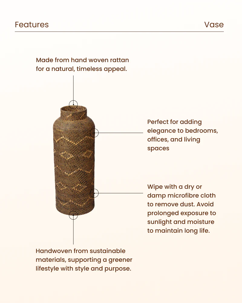 Woven Rattan Flower Vase for Bedroom and Balcony Decor