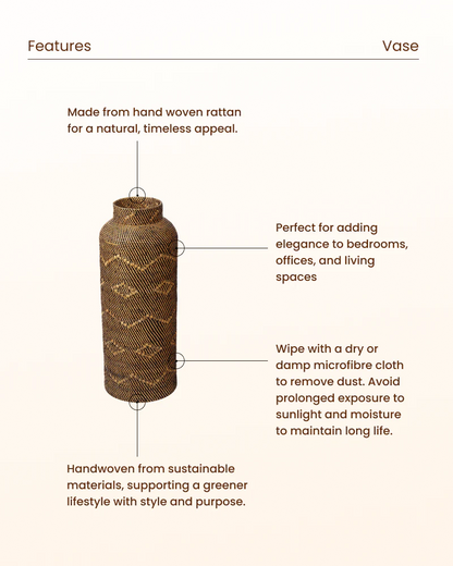 Woven Rattan Flower Vase for Bedroom and Balcony Decor