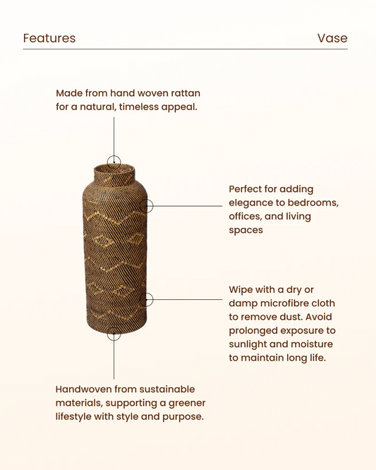 Woven Rattan Flower Vase for Bedroom and Balcony Decor