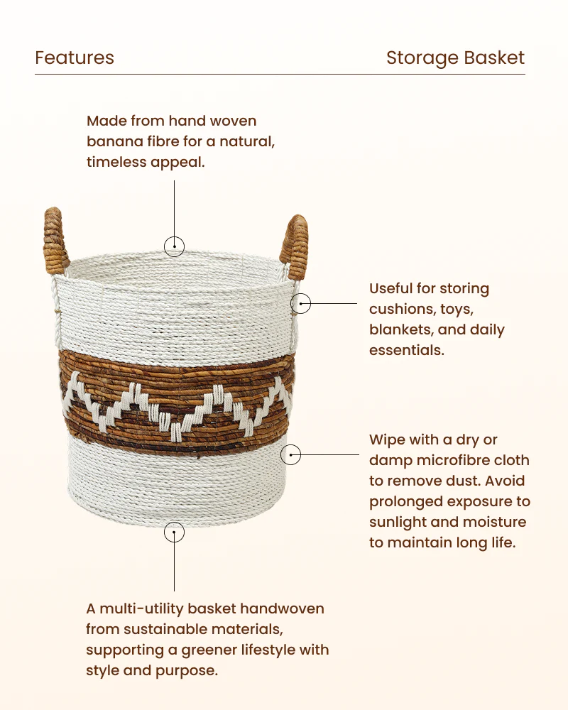 Rattan Laundry Basket with Handles for Clothes and Towel Storage