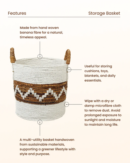 Rattan Laundry Basket with Handles for Clothes and Towel Storage