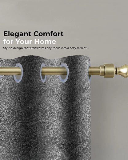 Velvet Eyelet Door Curtain (Grey, Textured, 7 ft)