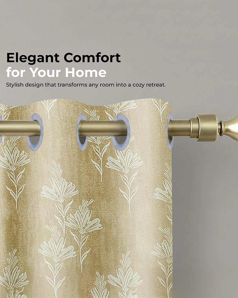 Modern Polyester Door Curtain with Eyelets (Cream, 7 ft)