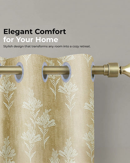 Modern Polyester Door Curtain with Eyelets (Cream, 7 ft)