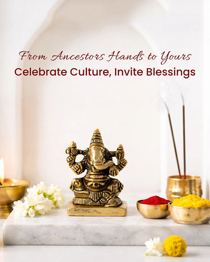 Solid Brass Ganesh Ji Idol for Mandir, Office and Vastu Decoration