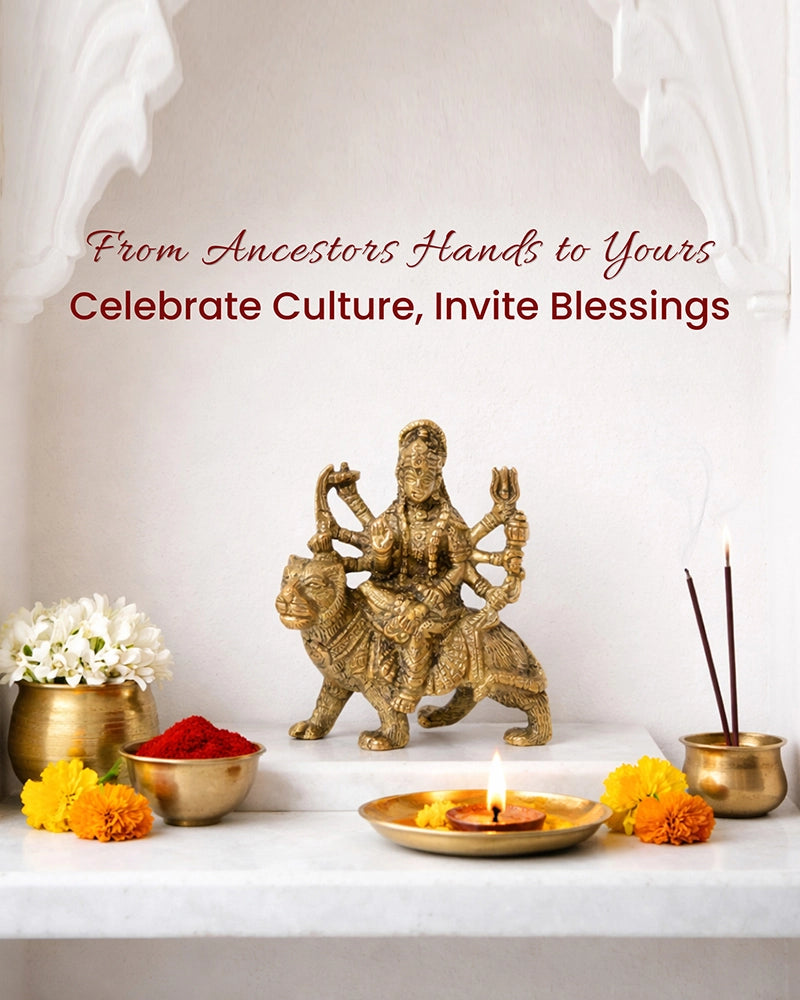 Durga Maa Brass Idol for Puja, Home Temple and Religious Showpiece