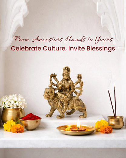 Durga Maa Brass Idol for Puja, Home Temple and Religious Showpiece