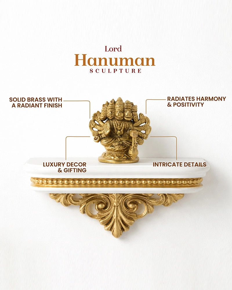 Pure Brass Panchmukhi Hanuman Ji Idol for Strength and Positive Energy