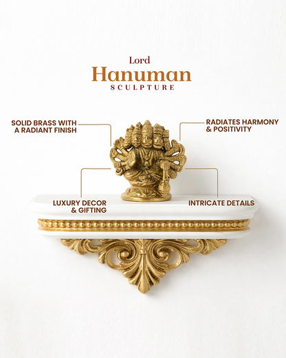 Pure Brass Panchmukhi Hanuman Ji Idol for Strength and Positive Energy