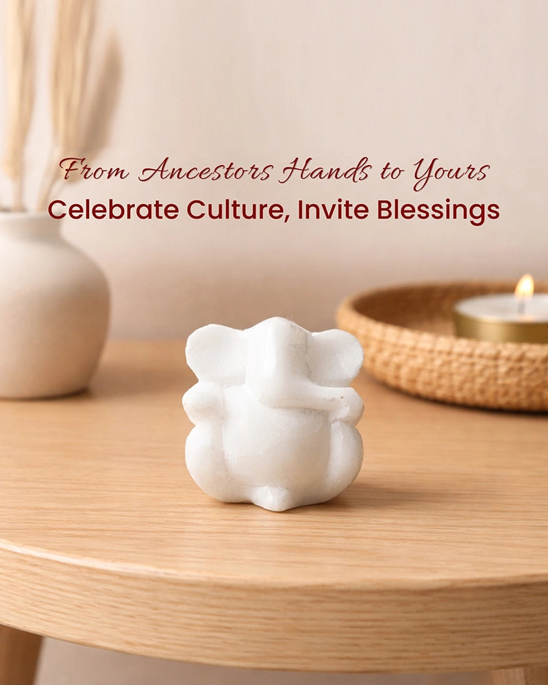 Marble Lord Ganesha Idol for Pooja, Home Temple and Decorative Showpiece