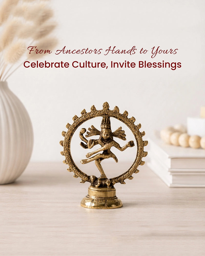 Brass Nataraja Statue of Lord Shiva for Mandir and Elegant Home Decor