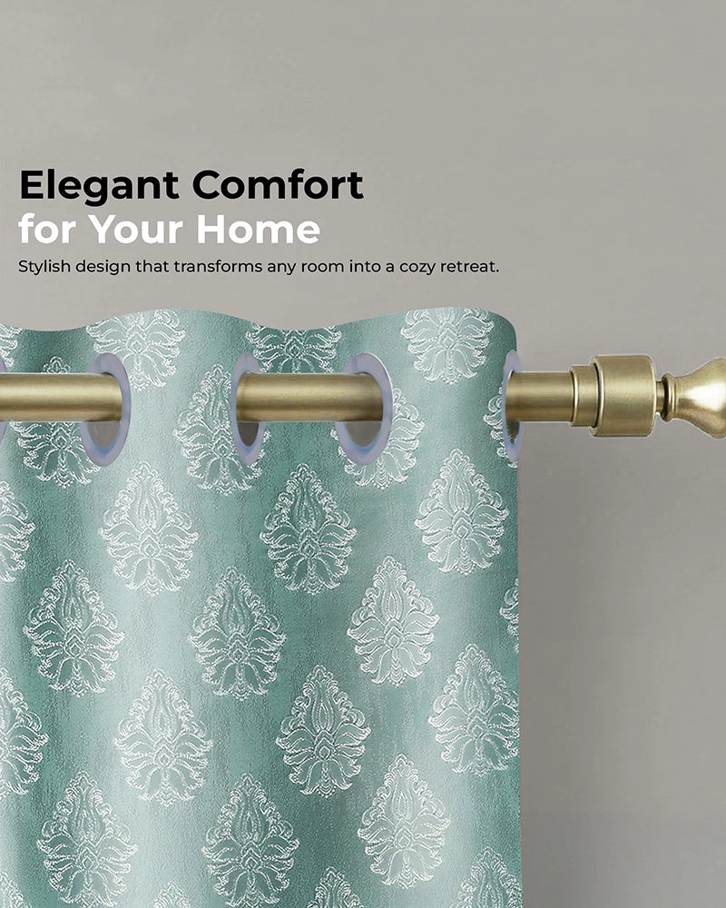 Modern Jacquard Door Curtain in Eyelet Style (Blue, 7 ft)