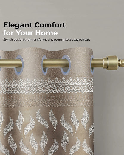 Jacquard Door Curtain with Eyelets (Beige, 7 ft)