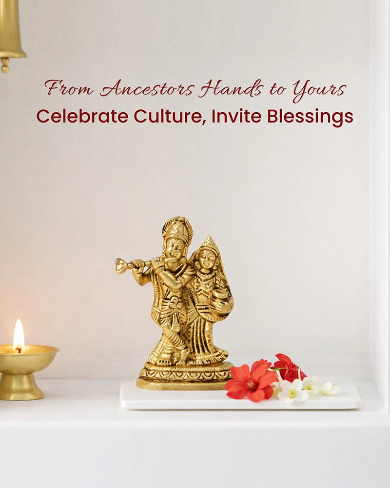 Pure Brass Radhe Krishna Ji Idol for Pooja Needs and Home Decor Showpiece