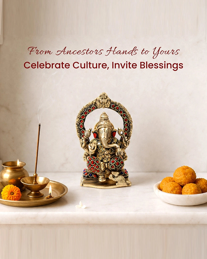 Pure Brass Lord Ganesha Idol for Pooja, Mandir and Home Decoration