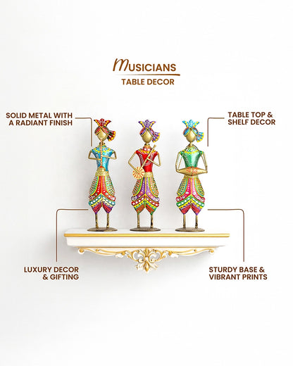 Handcrafted Rajasthani Folk Musician Figurine Set of 3 Home Decor