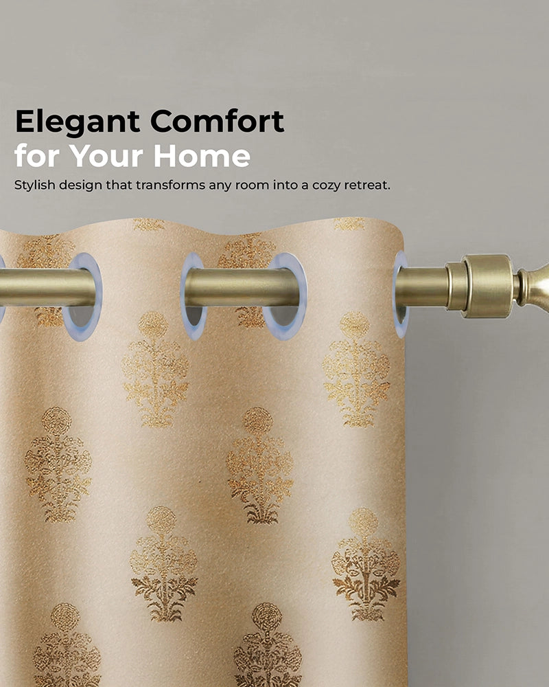 Elegant Velvet Eyelet Door Curtain (Cream, 7 ft)