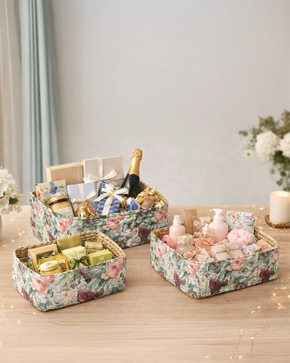 Eco-Friendly Seagrass Storage Tray Set of 3 for Stylish Tabletop and Shelf Organization