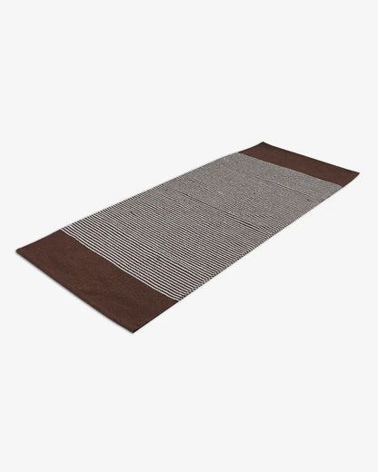 Natural Brown Handloom Cotton Bedside Runner For Bedroom And Living Area