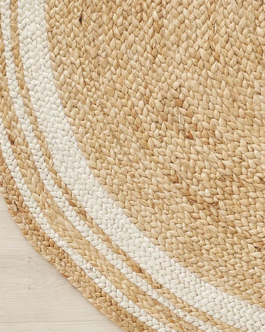 Natural White Round Jute Carpet For Living Room