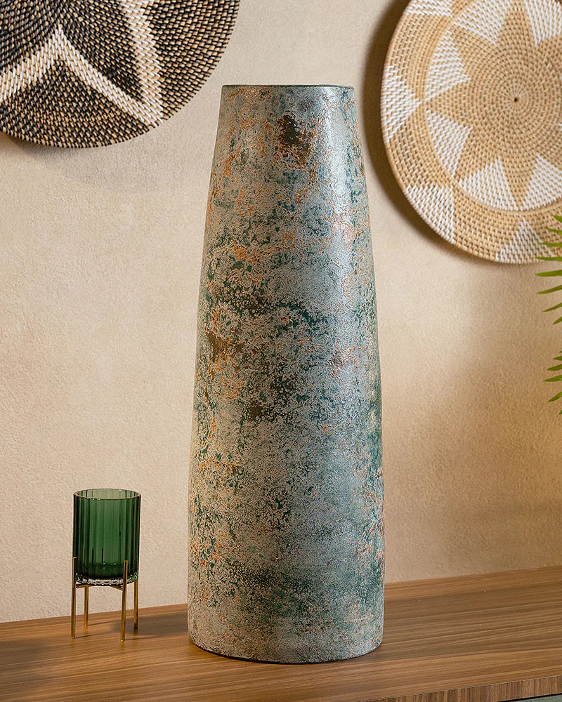 Geometric Terracotta Vase for Modern Rustic Decor
