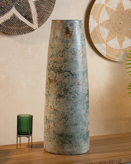 Geometric Terracotta Vase for Modern Rustic Decor