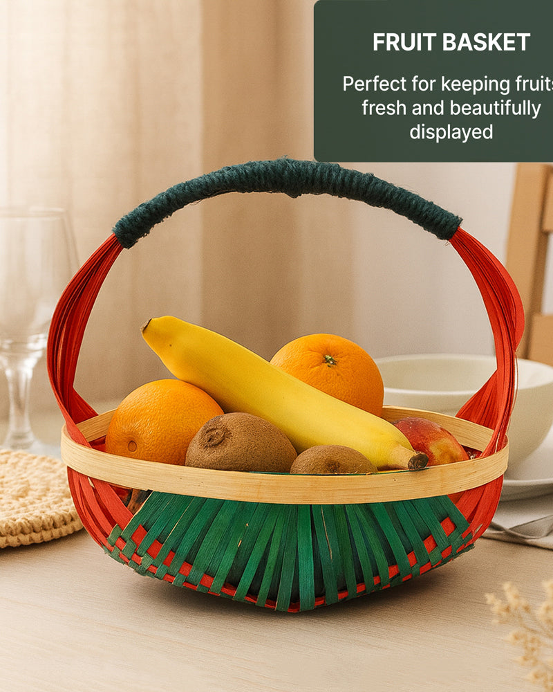 Premium Bamboo Kitchen Basket for Fruit Vegetable Storage and Gift Hampers