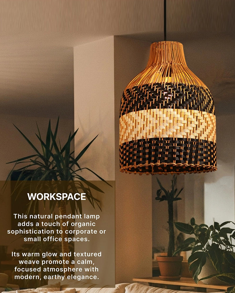 Rustic Rattan Hanging Lamp for Living Room and Bedroom