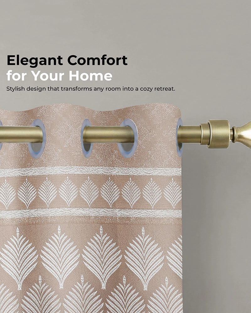 Contemporary Jacquard Eyelet Door Curtain (Beige, 7 ft)