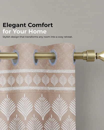 Contemporary Jacquard Eyelet Door Curtain (Beige, 7 ft)