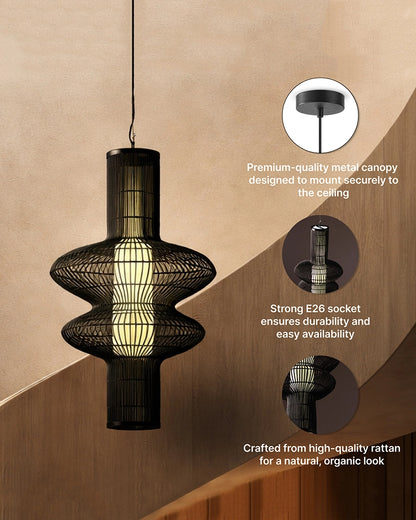 Stylish Bamboo Hanging Lamp for Bedroom, Living Room, and Kitchen Decor