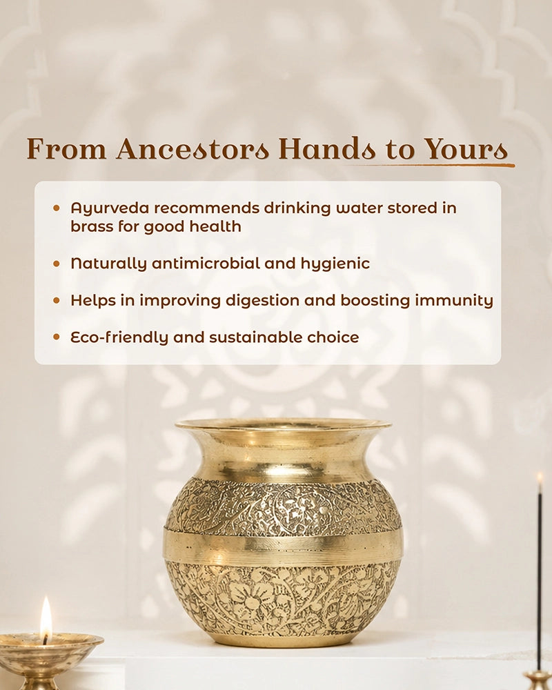 100% Pure Brass Kalash for Pooja and Religious Celebrations