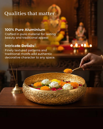 Premium Decorative Handcrafted Urli Bowl for Flowers and Floating Candles